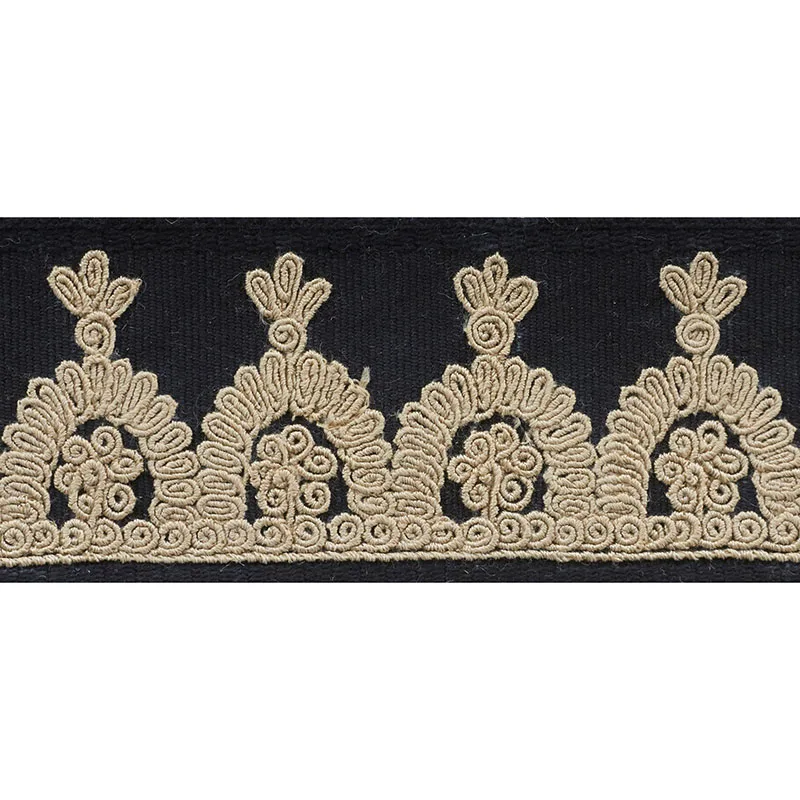 Schumacher Noelia Embroidered Tape trim in Onyx (74154)