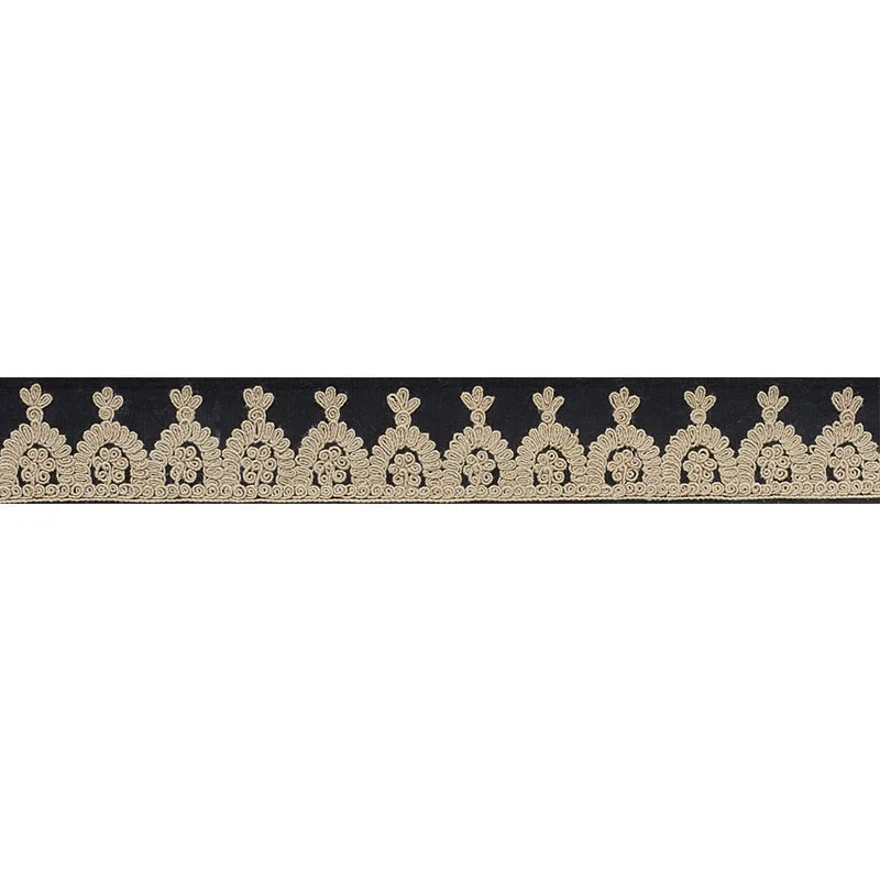Schumacher Noelia Embroidered Tape trim in Onyx (74154)