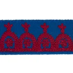 Schumacher Noelia Embroidered Tape trim in Red on Blue (74156)
