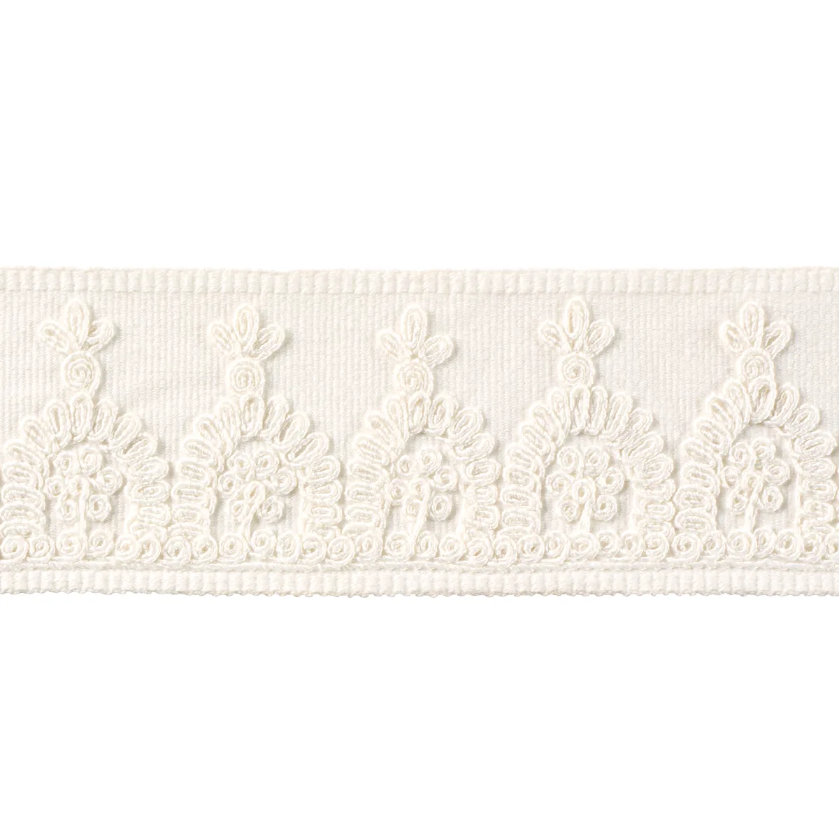 Schumacher Noelia Embroidered Tape trim in White (74158)