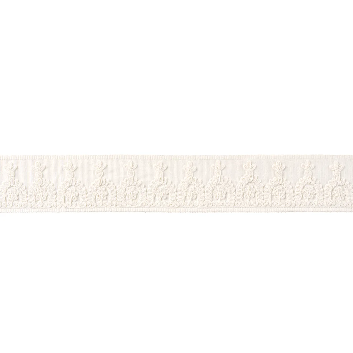 Schumacher Noelia Embroidered Tape trim in White (74158)