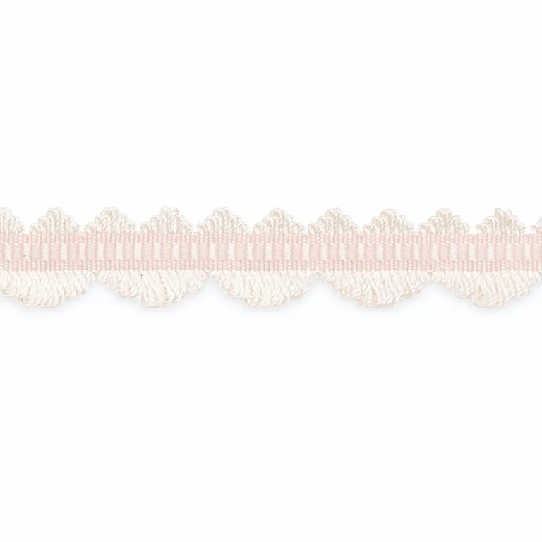 Schumacher Noelle Loop Fringe trim in White/Baby Pink (LF2020-3)