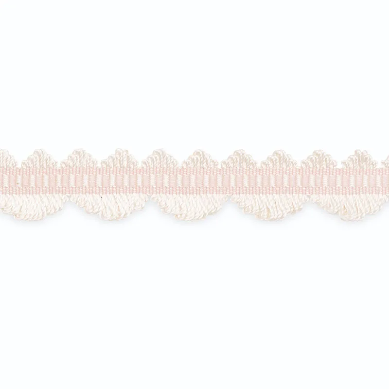 Schumacher Noelle Loop Fringe trim in White/Baby Pink (LF2020-3)