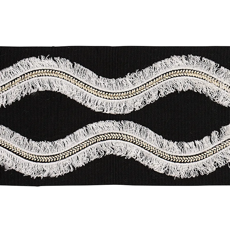 Schumacher Ogee Embroidered Tape trim in Black (74334)