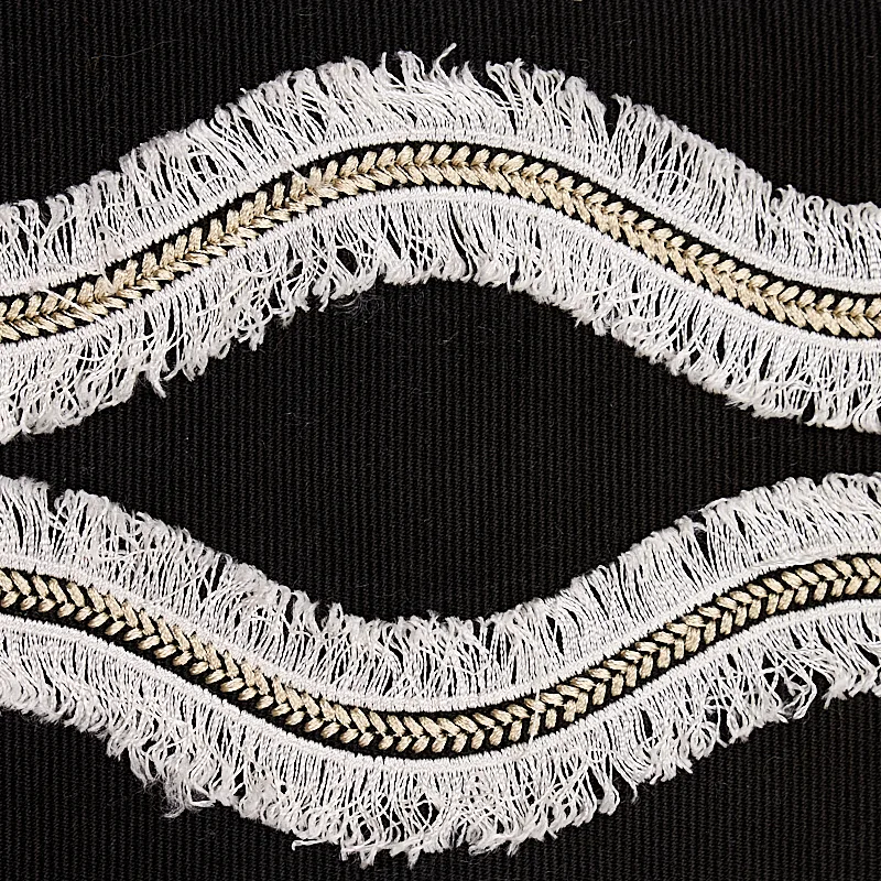 74334 | Ogee Embroidered Tape - Black Schumacher Ogee Embroidered Tape trim in Black (74334)