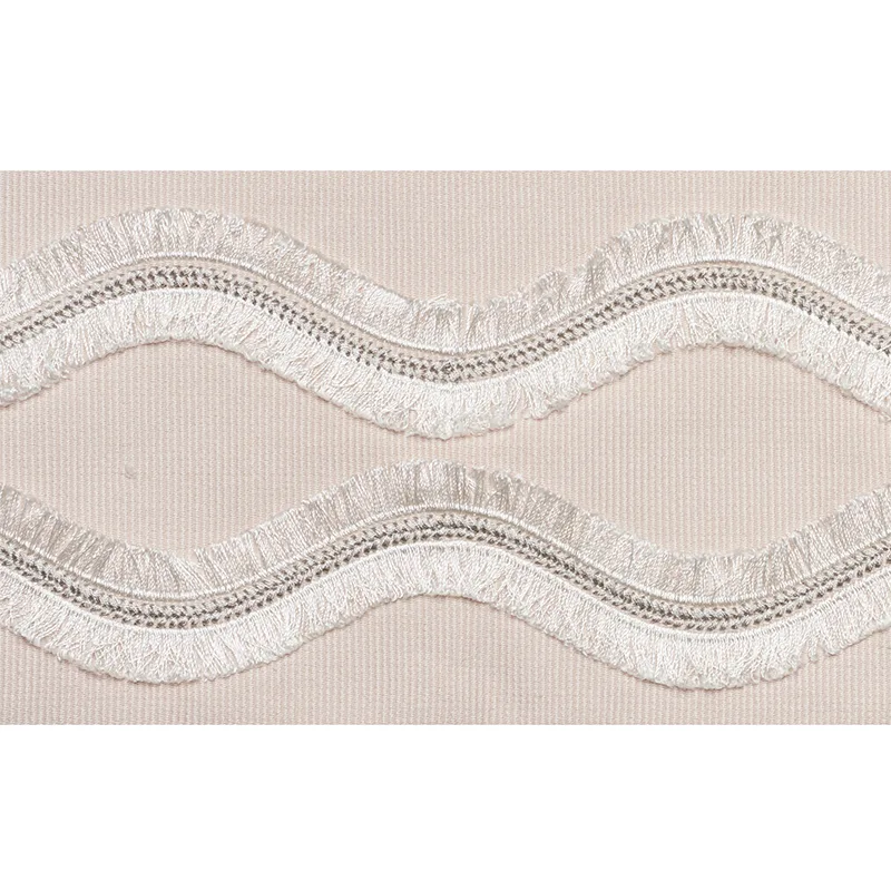 Schumacher Ogee Embroidered Tape trim in Blush (74331)
