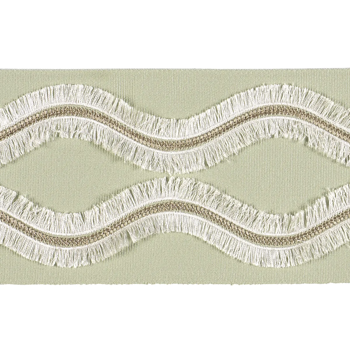 Schumacher Ogee Embroidered Tape trim in Seaglass (74335)
