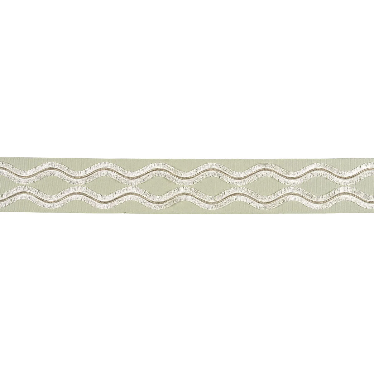 Schumacher Ogee Embroidered Tape trim in Seaglass (74335)