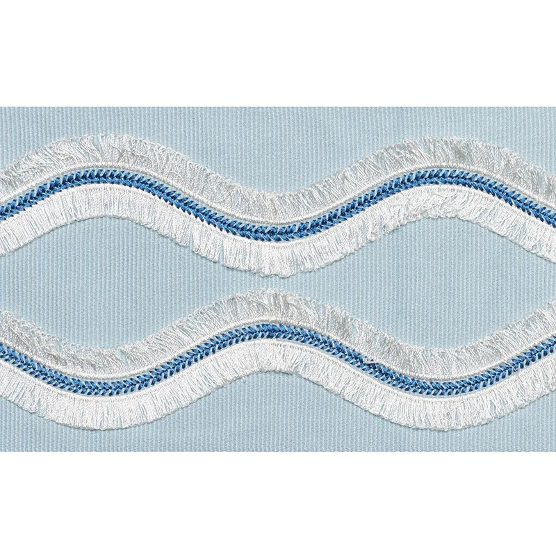 Schumacher Ogee Embroidered Tape trim in Sky (74332)
