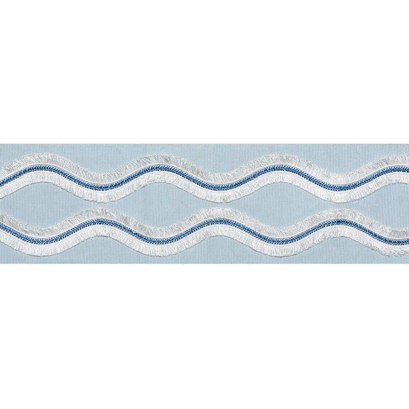 Schumacher Ogee Embroidered Tape trim in Sky (74332)