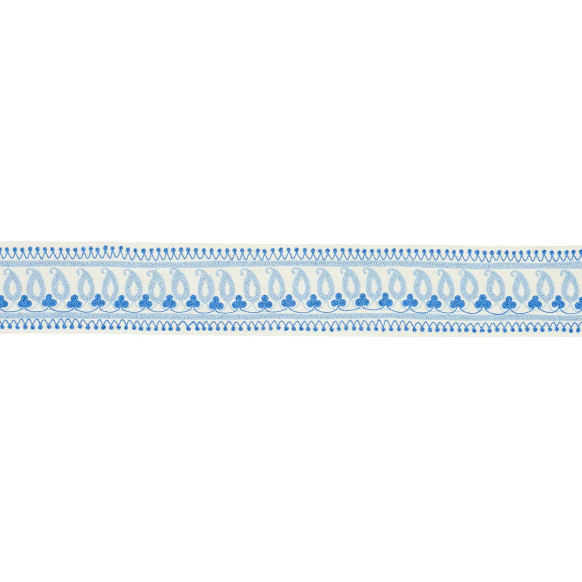 Schumacher Paisley Embroidered Tape trim in Blues (81230)