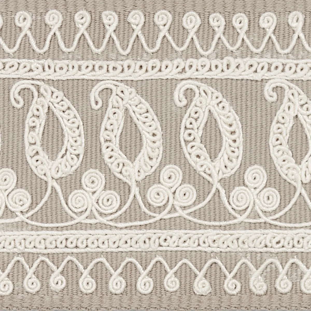 81231 | Paisley Embroidered Tape - Sand Schumacher Paisley Embroidered Tape trim in Sand (81231)