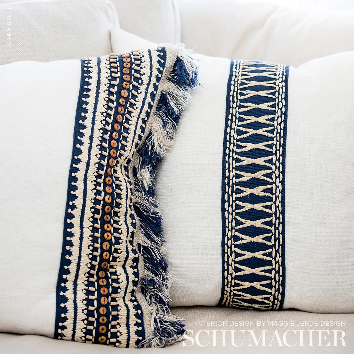 69281 | Palm Frond - Marine Schumacher Palm Frond trim in Marine (69281)