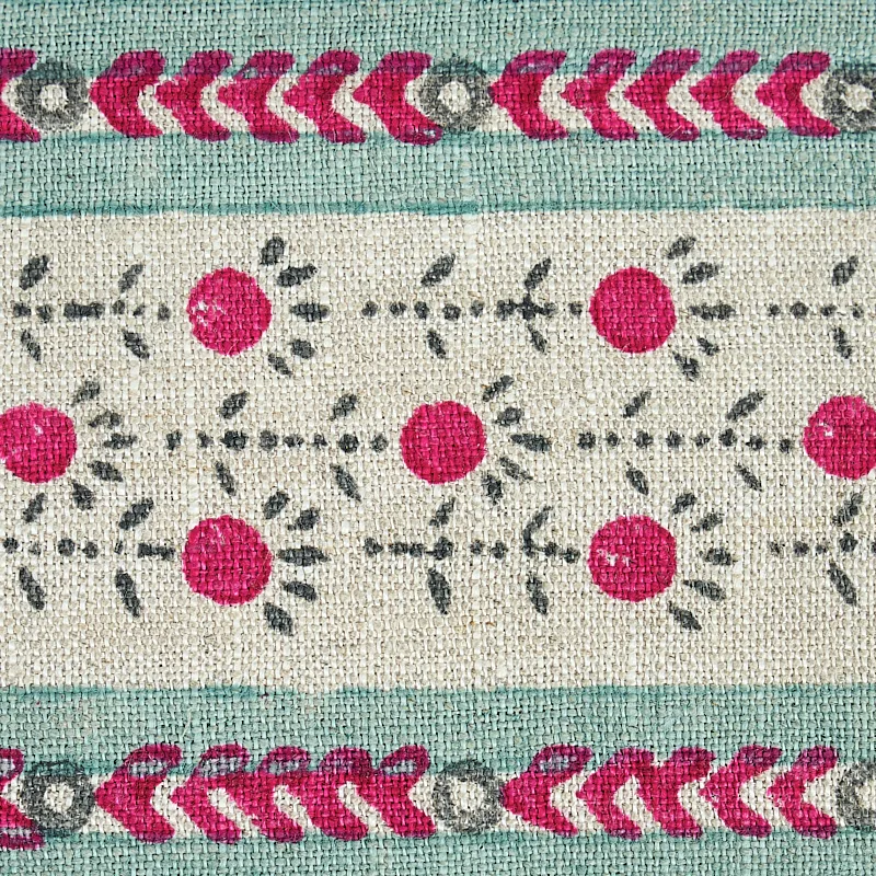 79102 | Pica Bella Hand Blocked Tape - Magenta & Pistachio Schumacher Pica Bella Hand Blocked Tape trim in Magenta & Pistachio (79102)