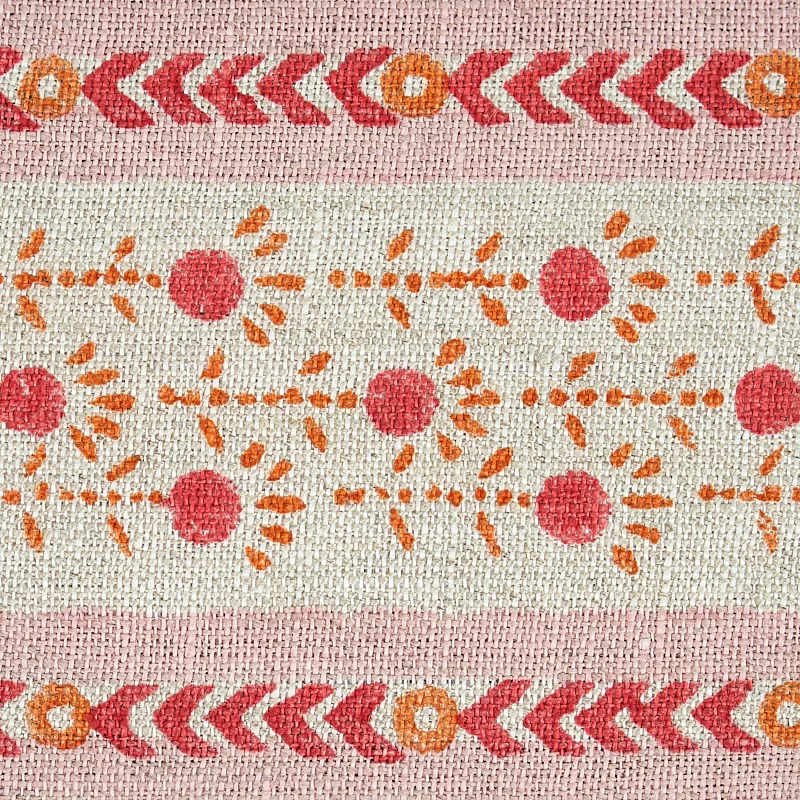 79100 | Pica Bella Hand Blocked Tape - Pink & Orange Schumacher Pica Bella Hand Blocked Tape trim in Pink & Orange (79100)