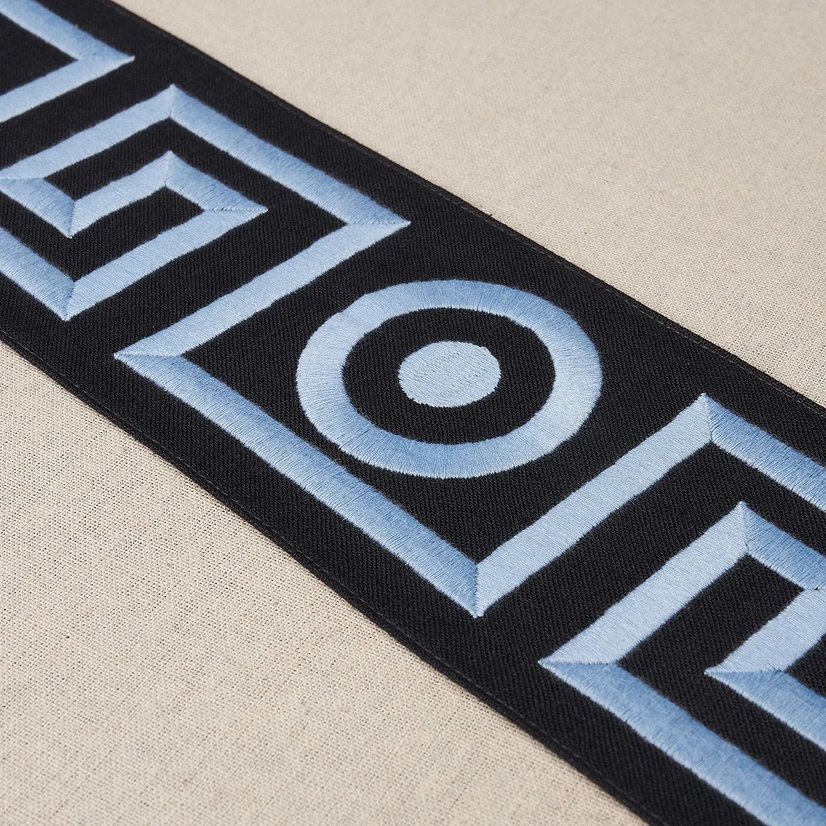 181254 | Plato Tape - Black and Sky Schumacher Plato Tape trim in Black and Sky (181254)