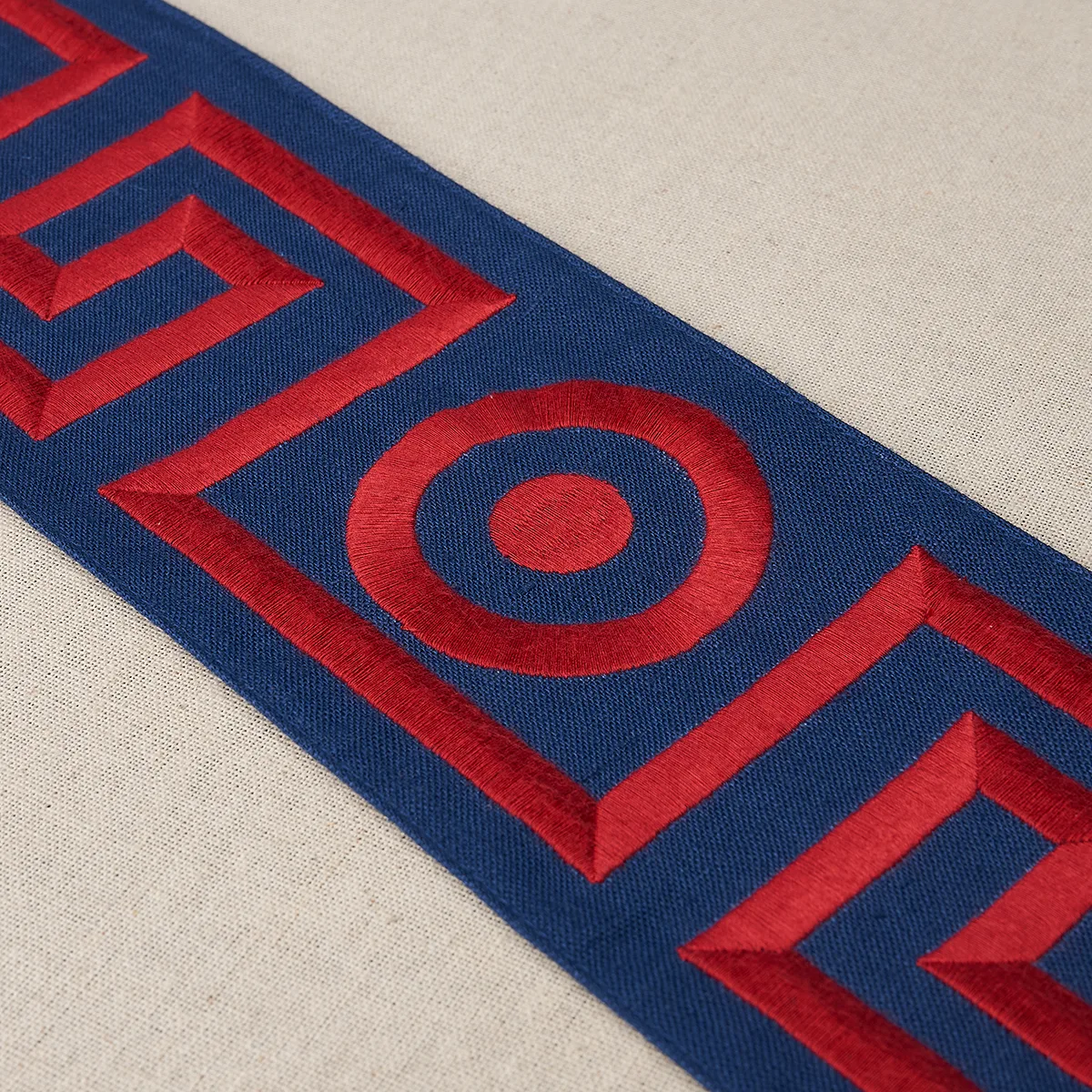 181253 | Plato Tape - Navy and Red Schumacher Plato Tape trim in Navy and Red (181253)