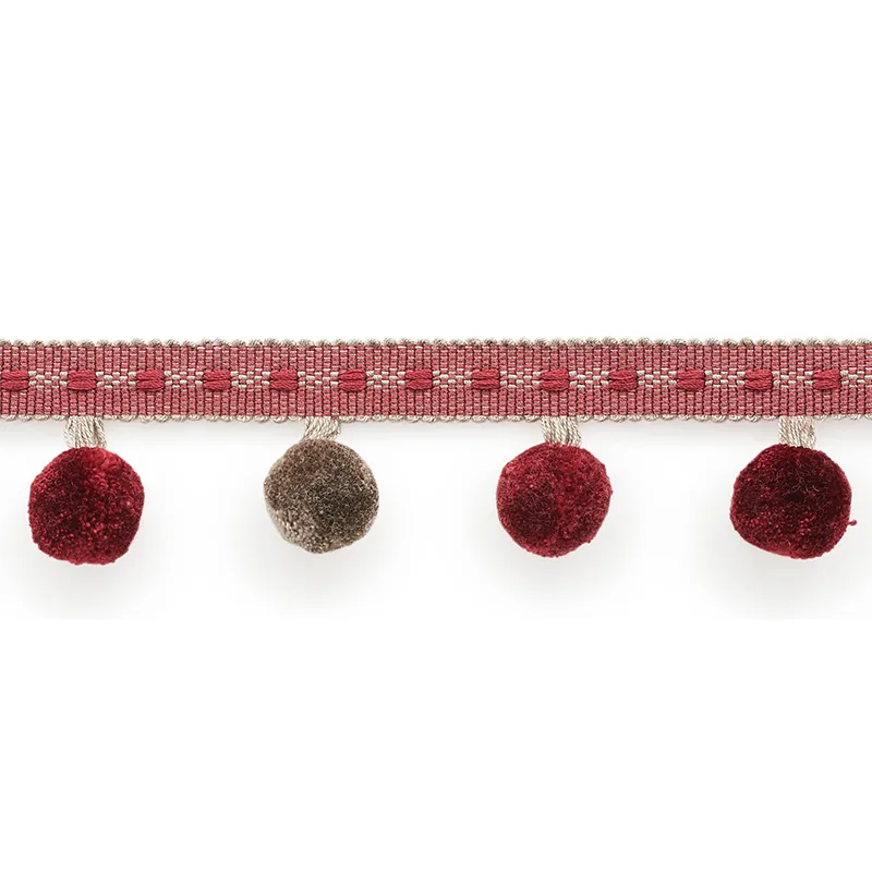 Schumacher Poms trim in Wine (74365)