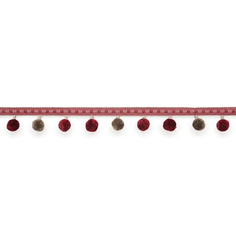 Schumacher Poms trim in Wine (74365)