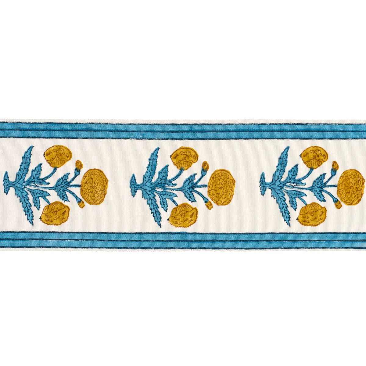 Schumacher Poppy Hand Block Trim in Blue (85440)