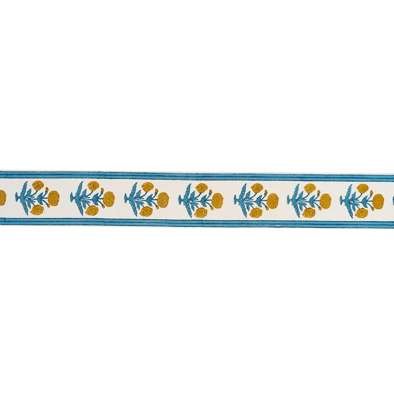 Schumacher Poppy Hand Block Trim in Blue (85440)