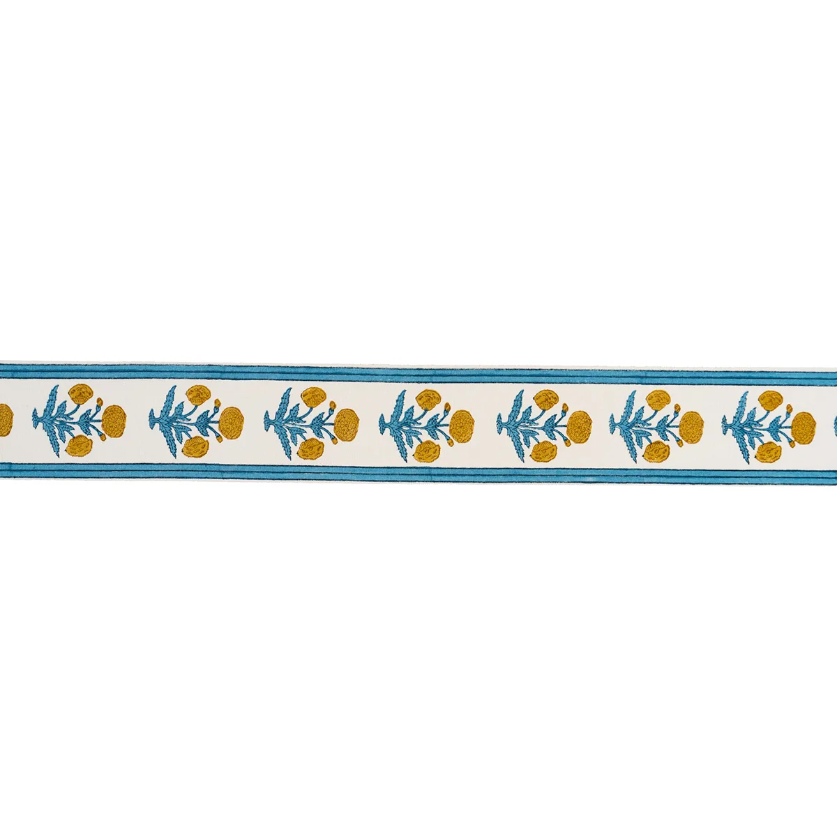 Schumacher Poppy Hand Block Trim in Blue (85440)