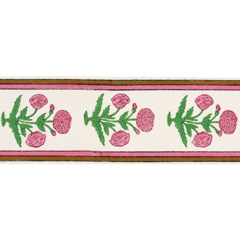 Schumacher Poppy Hand Block Trim in Pink (85441)
