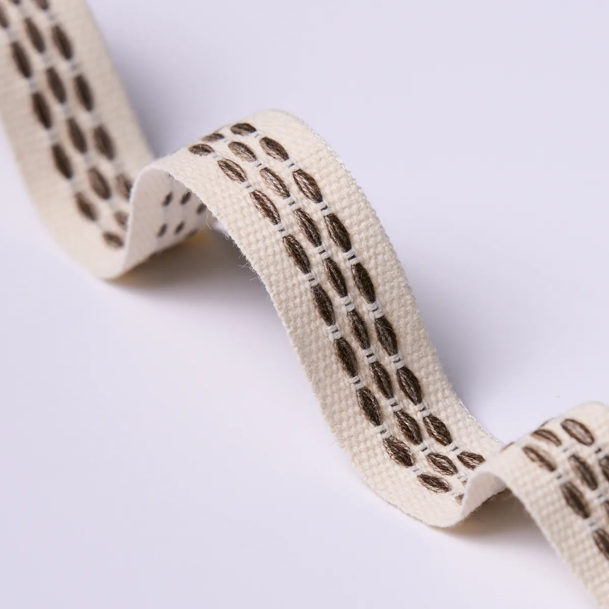 Schumacher Portola Tape Narrow Indoor/Outdoor trim in Pebble (85185)
