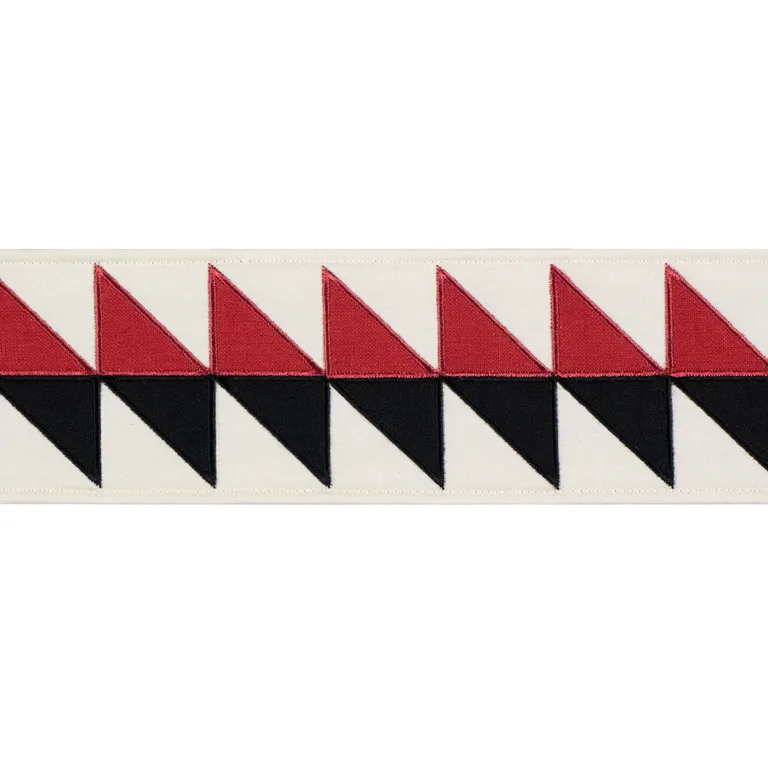 Schumacher Quilted Diamond Tape trim in Black & Red (87582)
