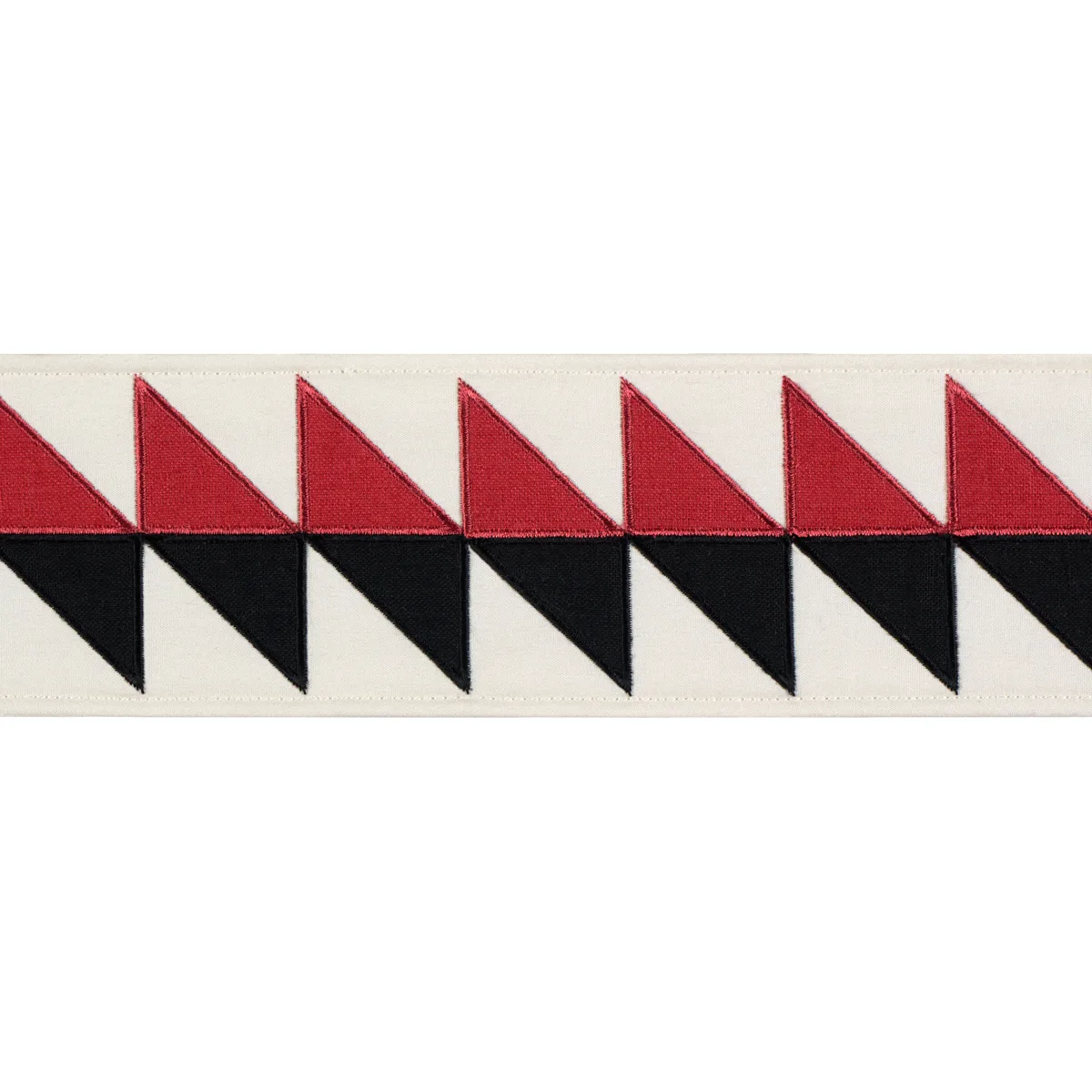 Schumacher Quilted Diamond Tape trim in Black & Red (87582)