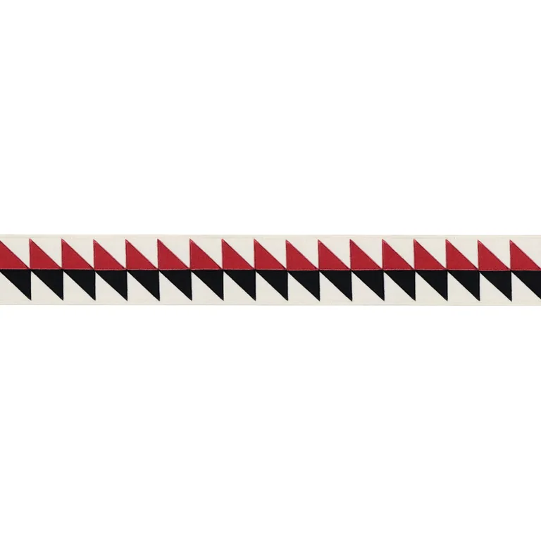 Schumacher Quilted Diamond Tape trim in Black & Red (87582)