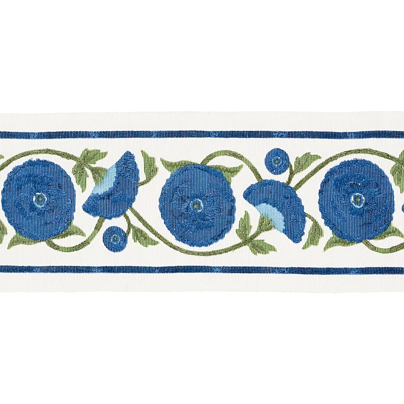 Schumacher Saranda Flower Embroidery Tape trim in Royal (80392)