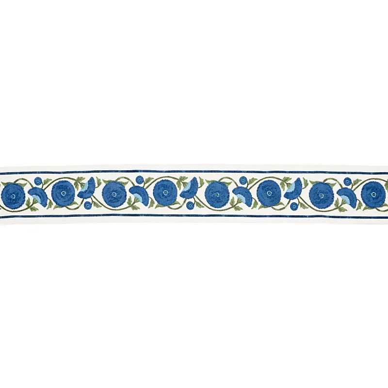 80392 | Saranda Flower Embroidery Tape - Royal Schumacher Saranda Flower Embroidery Tape trim in Royal (80392)