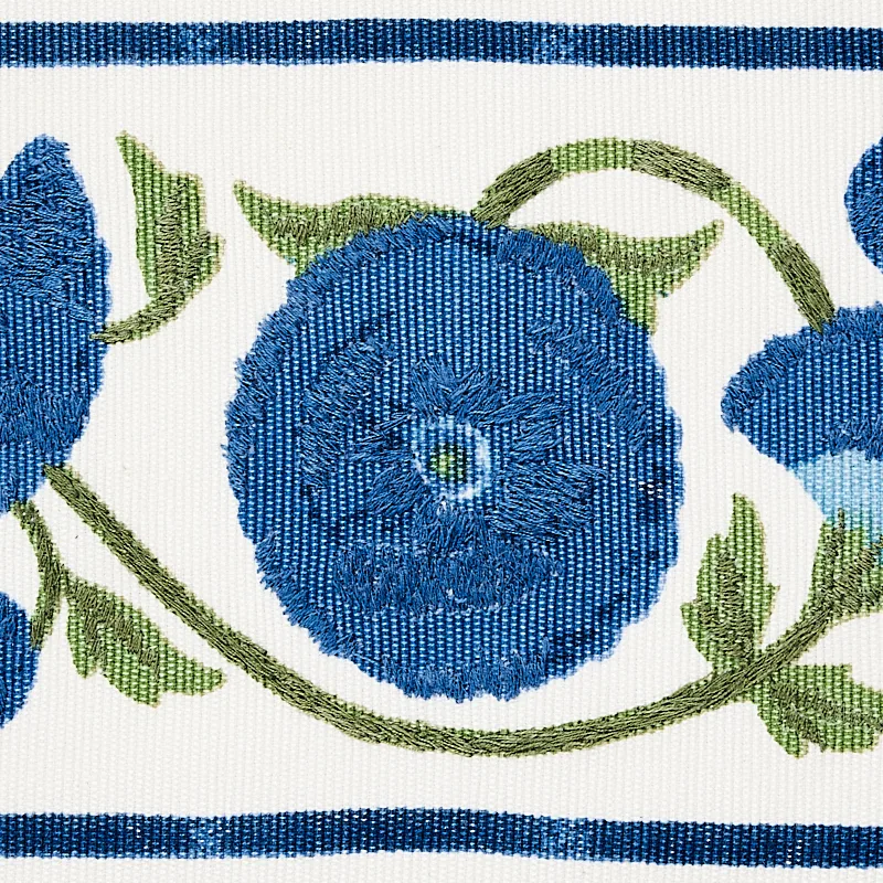 80392 | Saranda Flower Embroidery Tape - Royal Schumacher Saranda Flower Embroidery Tape trim in Royal (80392)