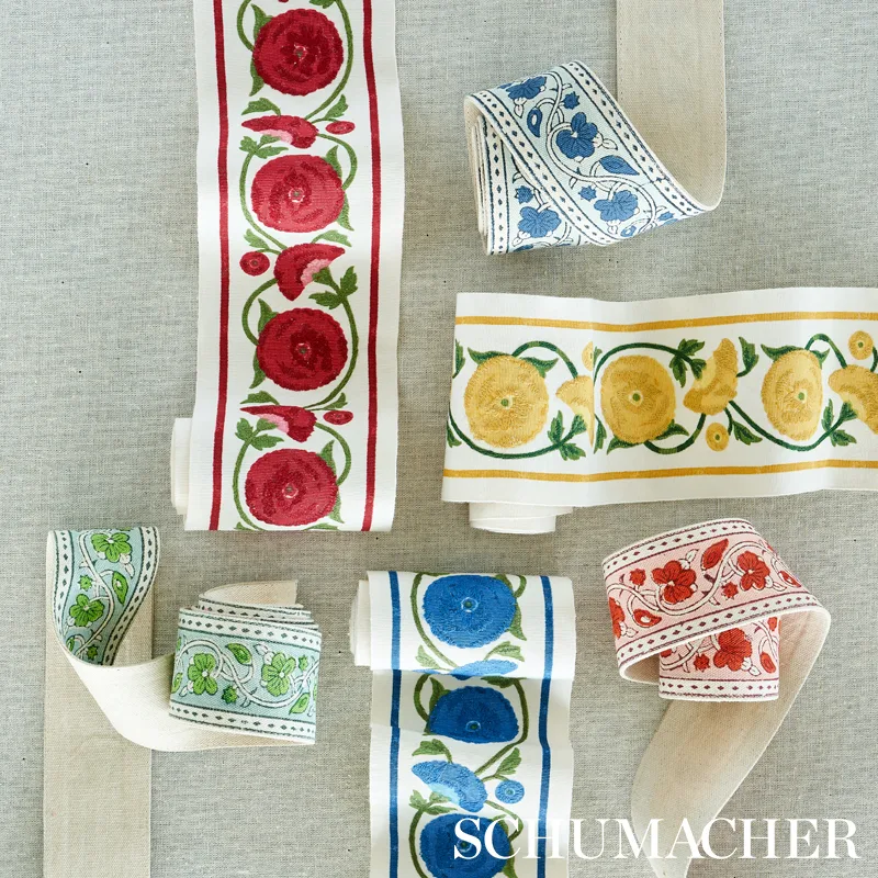 80392 | Saranda Flower Embroidery Tape - Royal Schumacher Saranda Flower Embroidery Tape trim in Royal (80392)