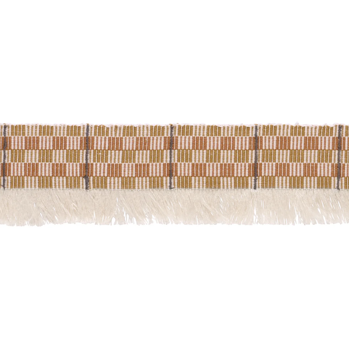 Schumacher Skyline Plaid Fringe trim in Bronze (86861)