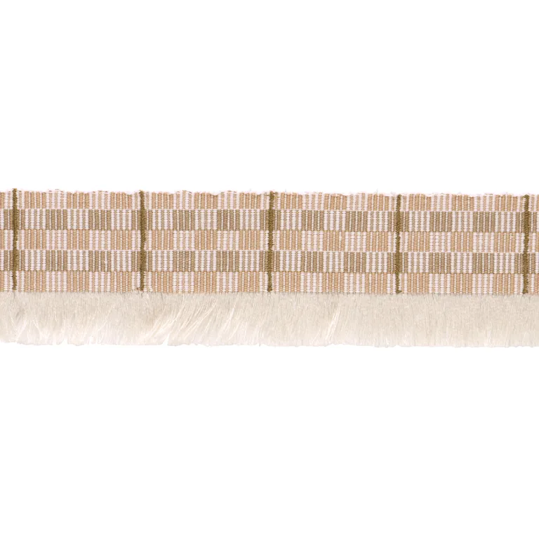 Schumacher Skyline Plaid Fringe trim in Dune (86860)