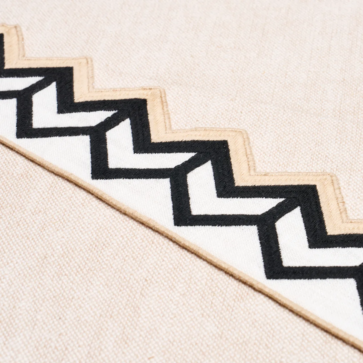 83610 | Sparren Embroidered Tape - Black Schumacher Sparren Embroidered Tape trim in Black (83610)