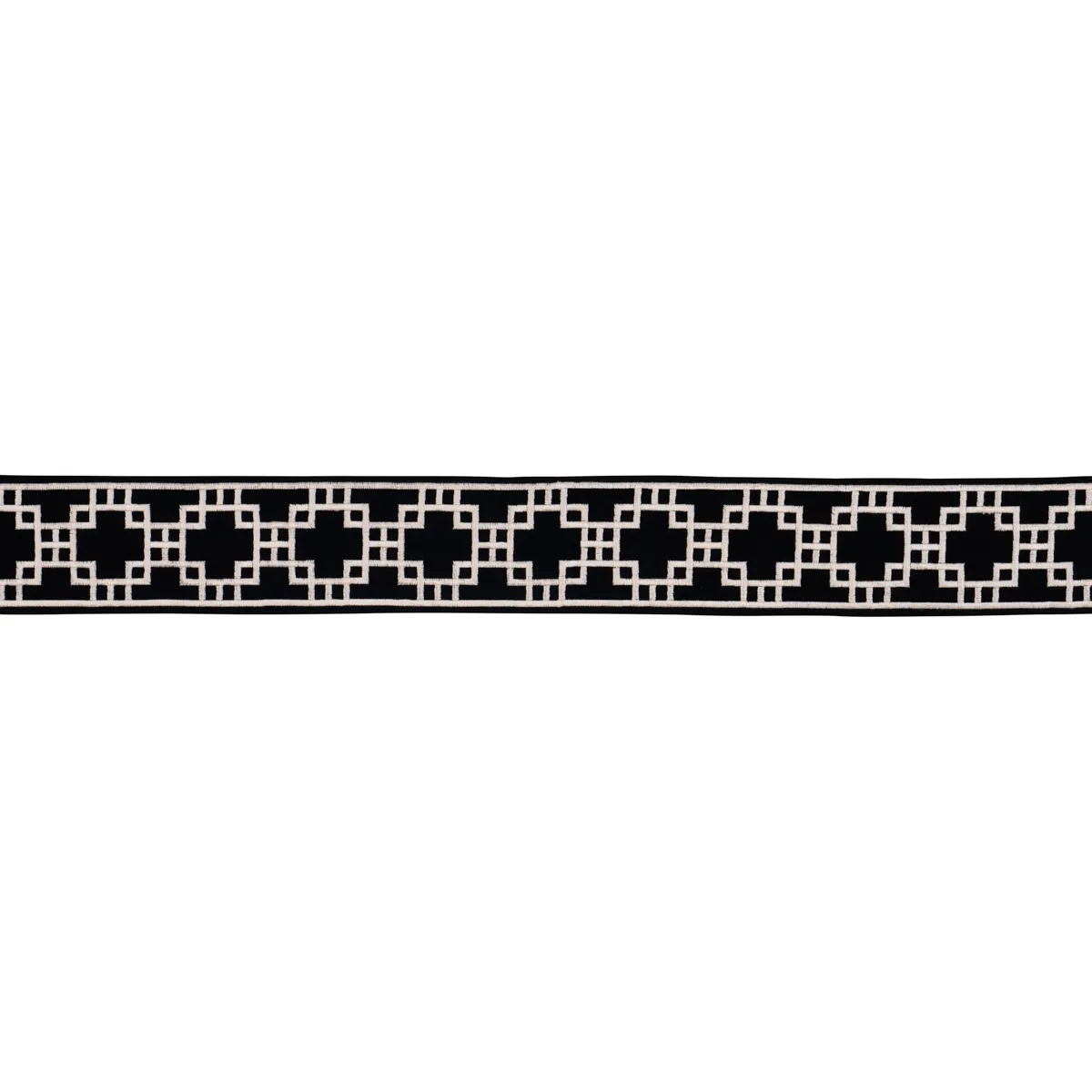 Schumacher Squared Away Trellis Tape trim in Black (83593)