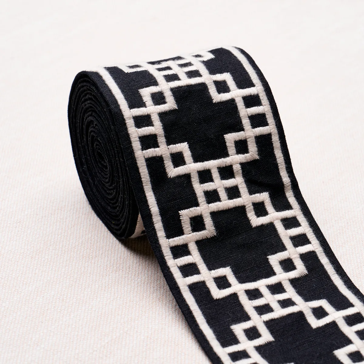 83593 | Squared Away Trellis Tape - Black Schumacher Squared Away Trellis Tape trim in Black (83593)