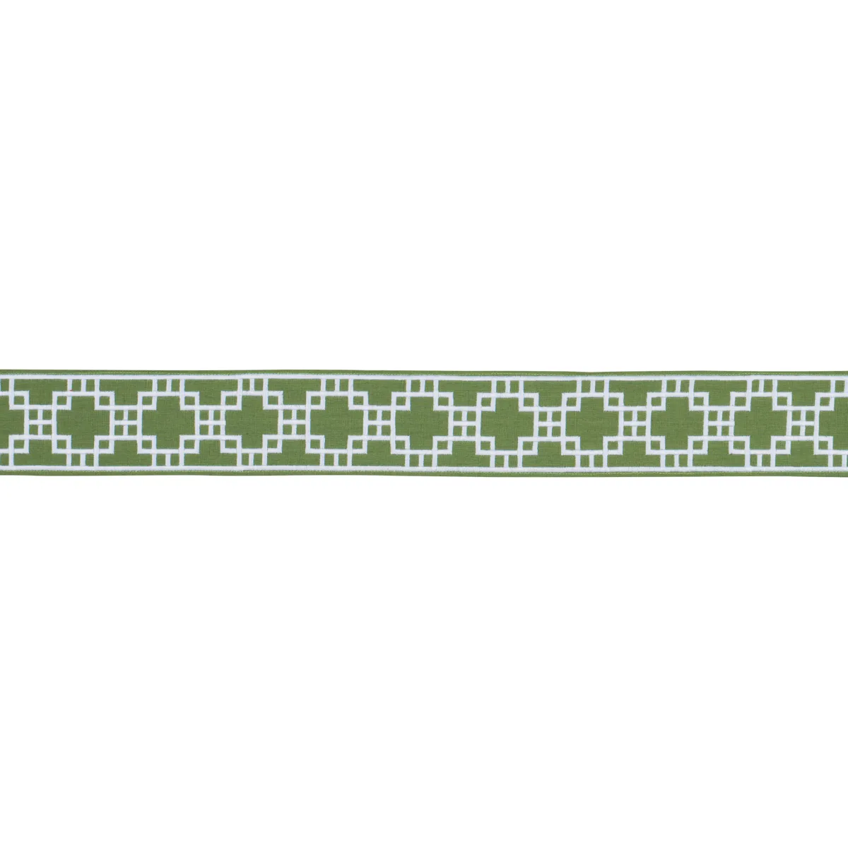 Schumacher Squared Away Trellis Tape trim in Green (83590)