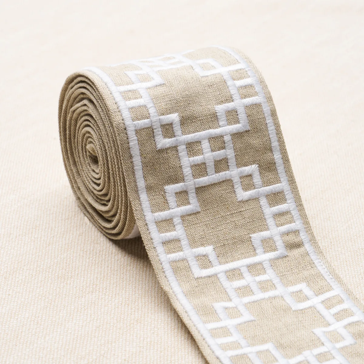 Schumacher Squared Away Trellis Tape trim in Natural (83592)