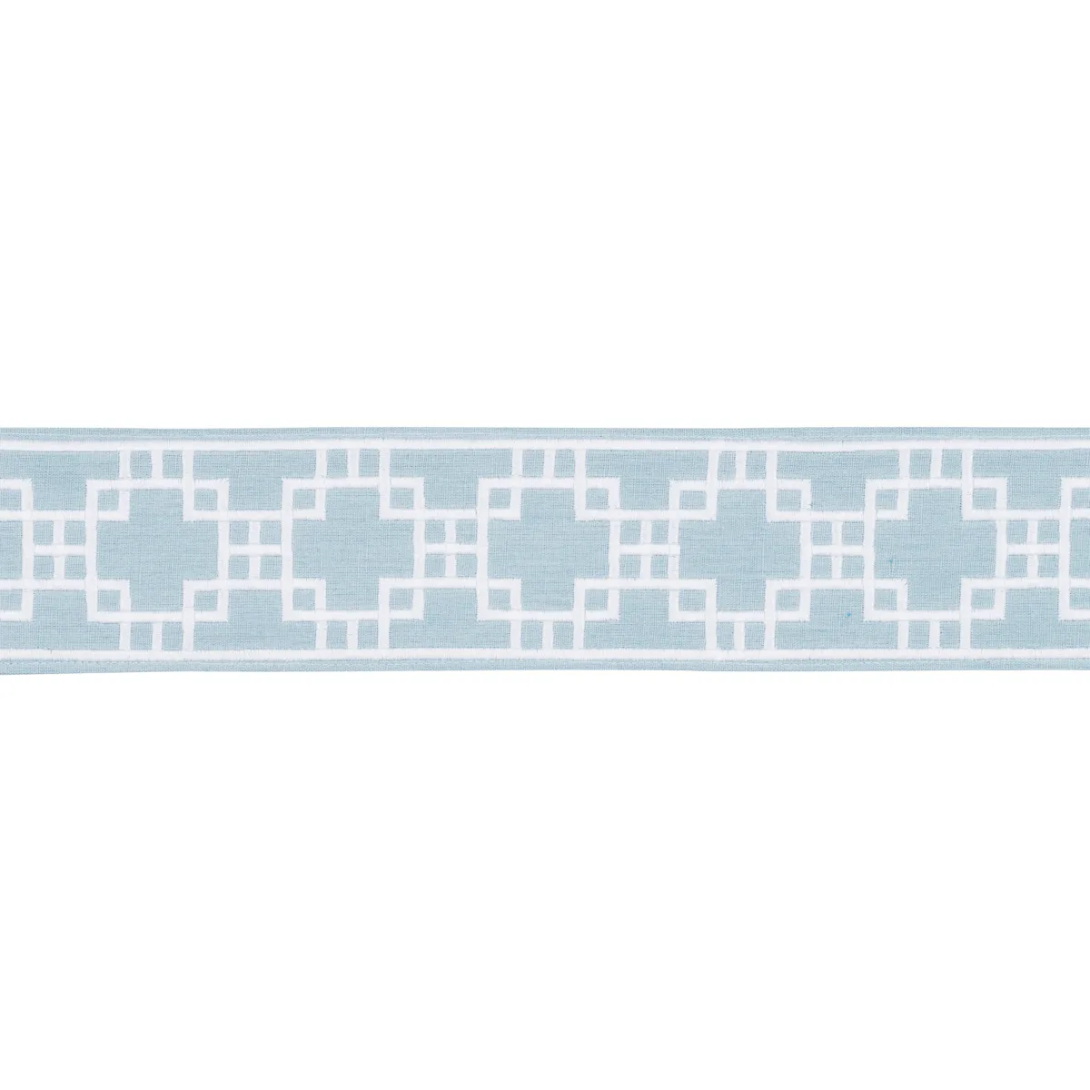 Schumacher Squared Away Trellis Tape trim in Sky (83591)