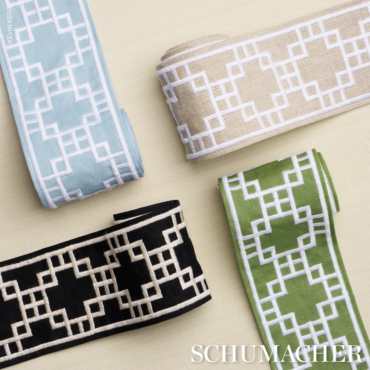 83591 | Squared Away Trellis Tape - Sky Schumacher Squared Away Trellis Tape trim in Sky (83591)