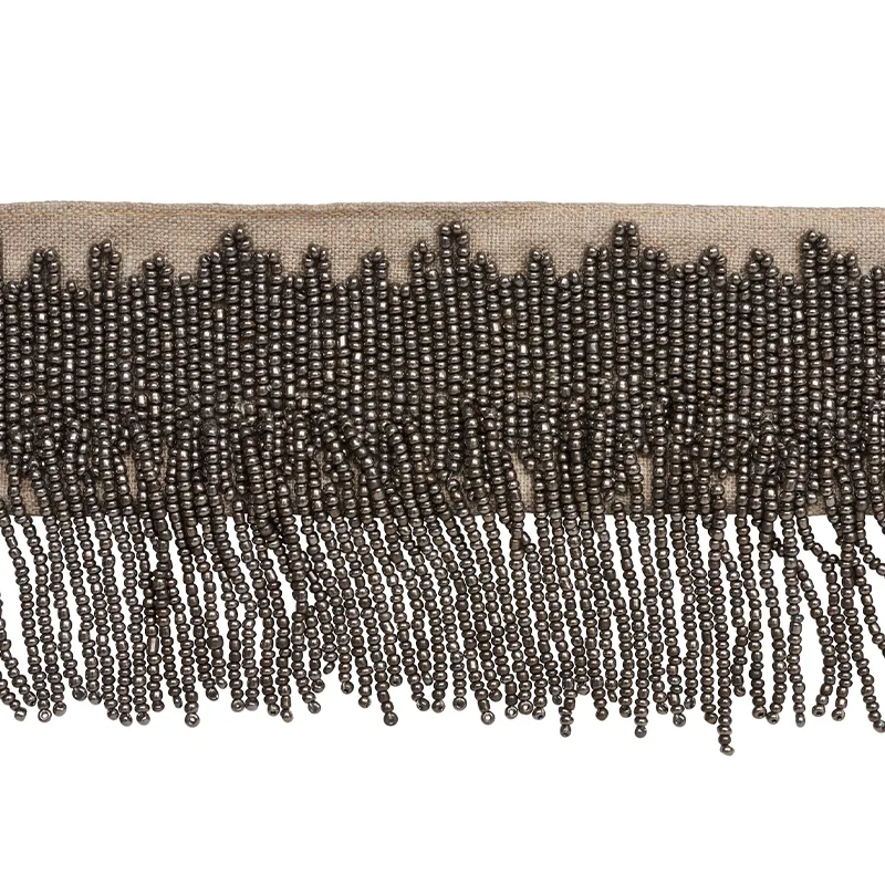 Schumacher Starling Beaded Fringe trim in Pewter (77370)