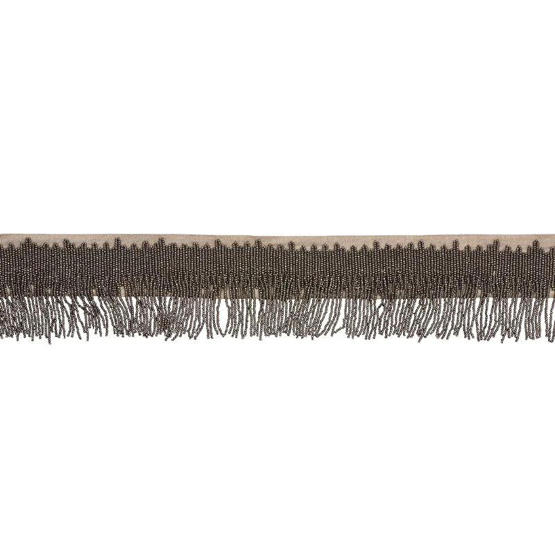 Schumacher Starling Beaded Fringe trim in Pewter (77370)