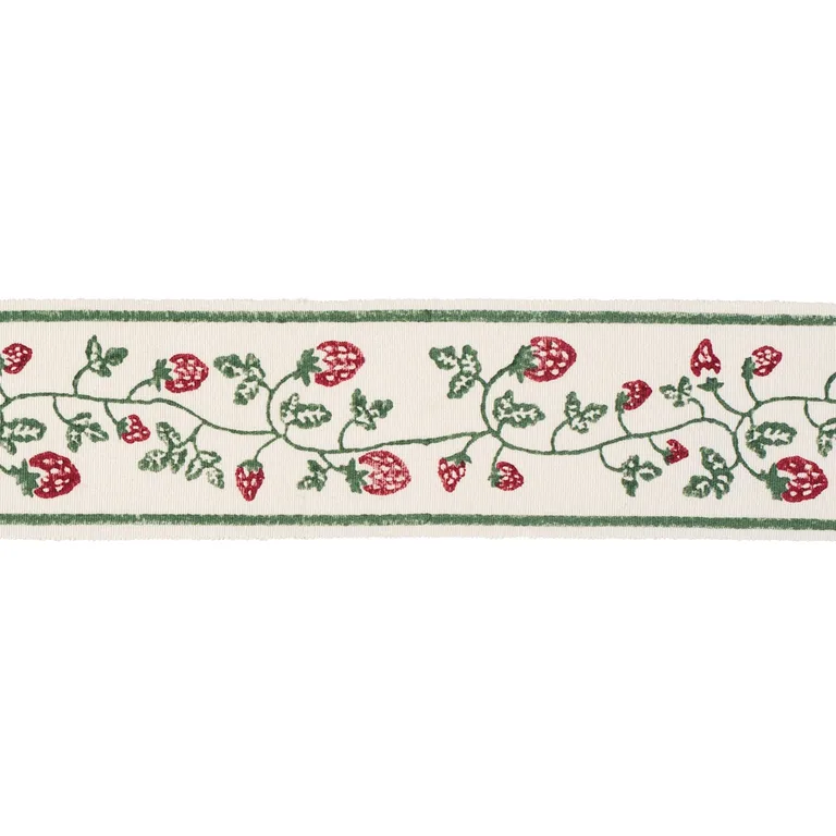 Schumacher Strawberry Trail Hand Block Trim in Dark Green (85460)