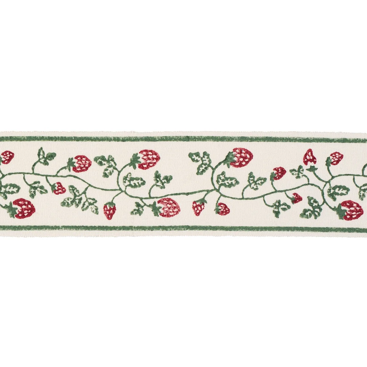 Schumacher Strawberry Trail Hand Block Trim in Dark Green (85460)