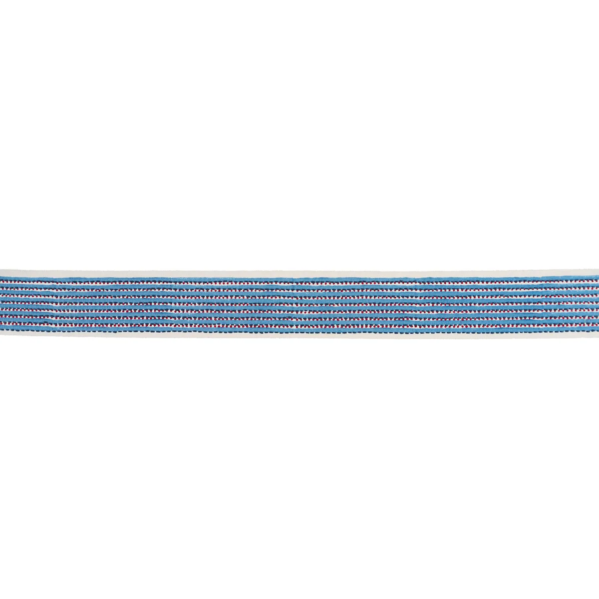 Schumacher Stripe & Dot Hand Block Trim in Blue (85421)