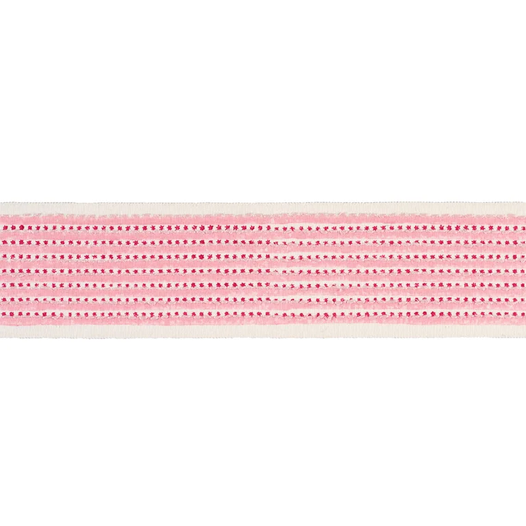 Schumacher Stripe & Dot Hand Block Trim in Pink (85420)